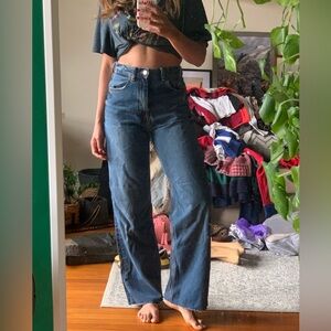 Zara high waist straight leg z1975 sold out jeans in dark blue